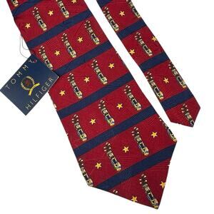 Tommy Hilfiger Maroon Golf Motif Silk Necktie Men's Classic Designer Vintage 57"
